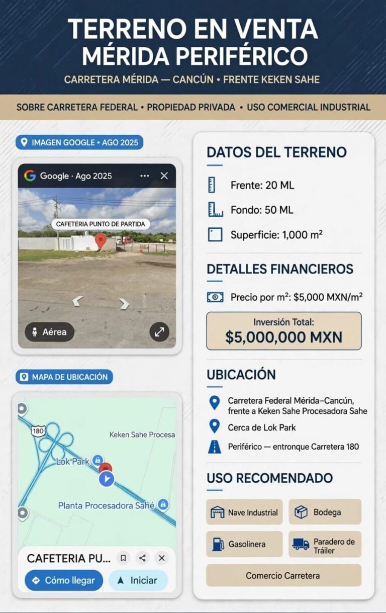 MÉRIDA PERIFÉRICO. – Carretera Mérida Cancun, frente Keken Sahe