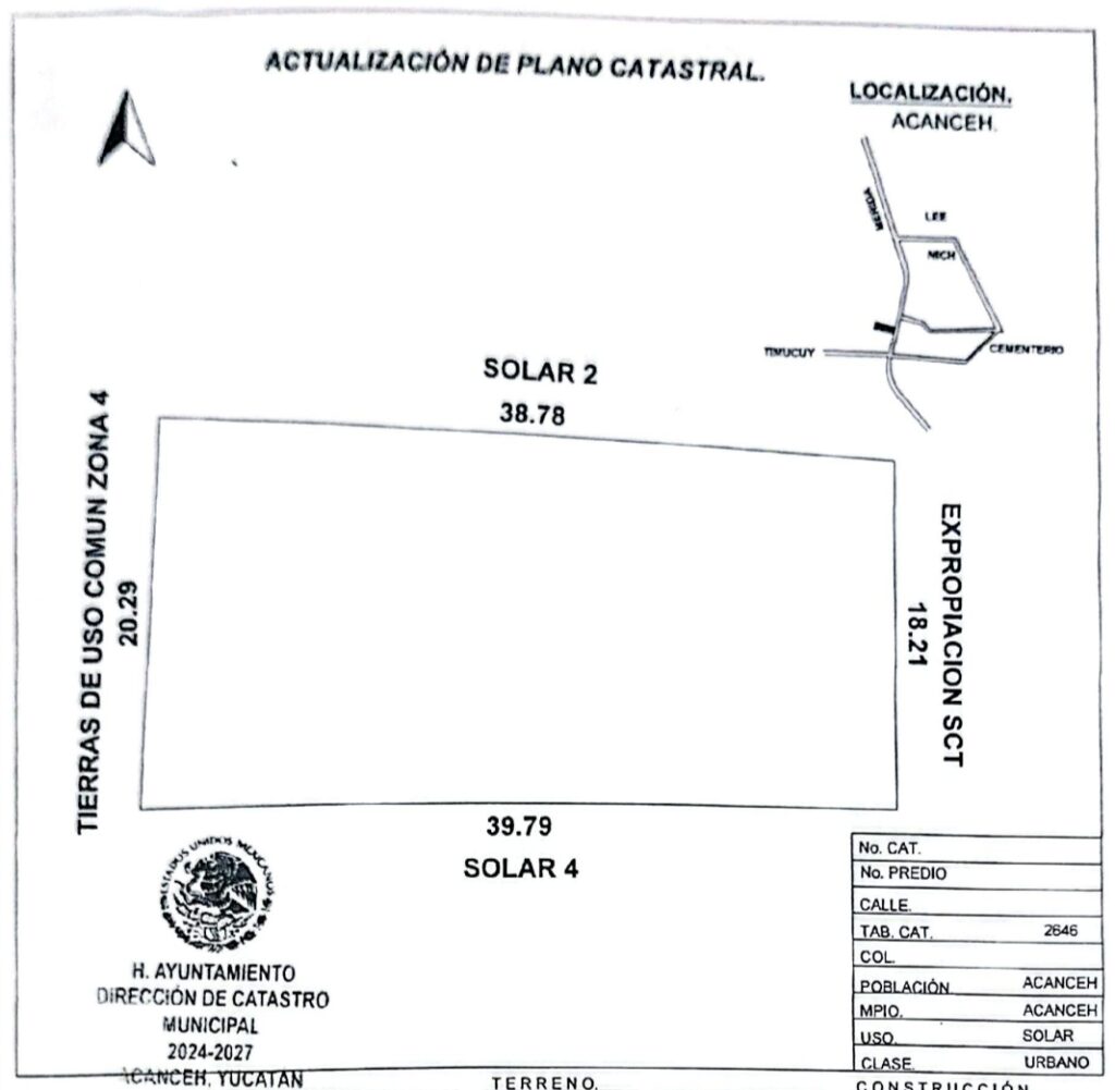 Fotografía 2 de ACANCEH.- CARRET FEDERAL MERIDA PETO, 20.29 x 39.79 Superficie 765.68M2